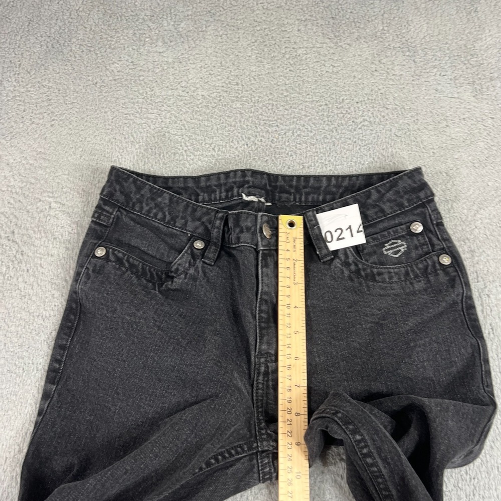 Y2K Harley Davidson Jeans Womens 31"x30 Black Bootcut Stretch Crystal Script - Picture 4 of 12
